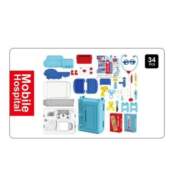 4‑in‑1 Doctor Set Trolley Case Creative Educational Pretend Play Toy for Kids - Blue - Image 2