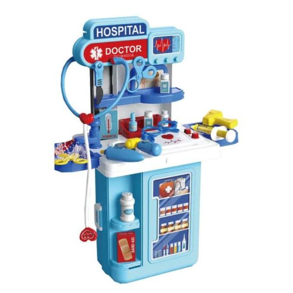 4‑in‑1 Doctor Set Trolley Case Creative Educational Pretend Play Toy for Kids - Blue - Image 3