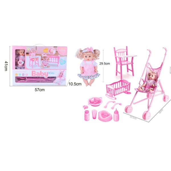 Doll With Stroller & Accessories Creative Role‑Play Toy for Kids - Image 2
