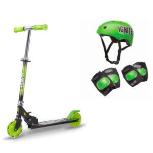Ignite 2 Wheeled Scooter Combo Flow Kids Pack Green with Helmet and Safety Pads