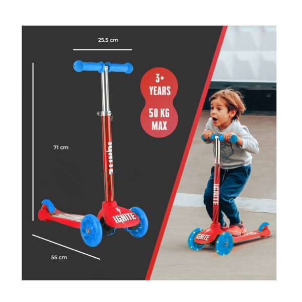 Ignite  3 Wheel Glide Scooter Combo Pack Red with Helmet & LED Light-Up Wheels for Kids - Image 3