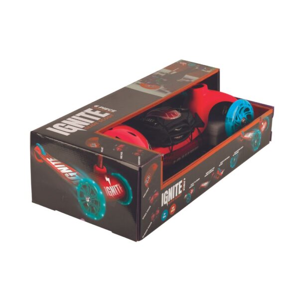 Ignite  3 Wheel Glide Scooter Combo Pack Red with Helmet & LED Light-Up Wheels for Kids - Image 2