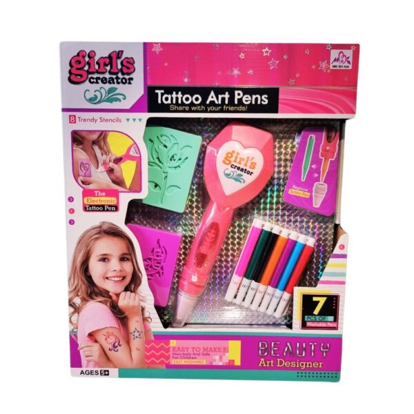 DIY Tattoo Pen Set for Kids  Washable, Battery‑Powered, Trendy Stencils