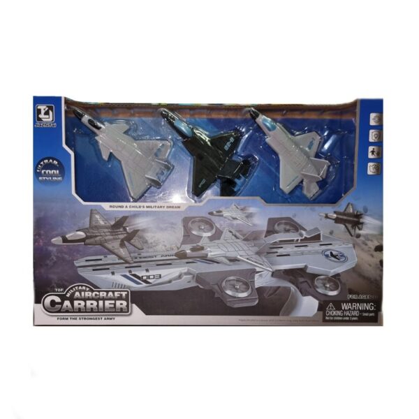 Carrier Fighter Toy for Kids, Futuristic Aircraft Playset with Planes & Gun