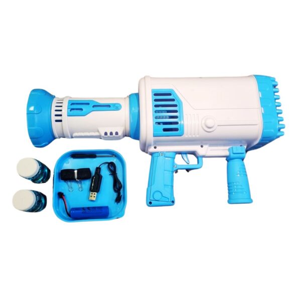 64 Holes Bazooka Bubble Gun Rechargeable LED Bubble Blaster for Kids (3+) | Outdoor Party - Image 3