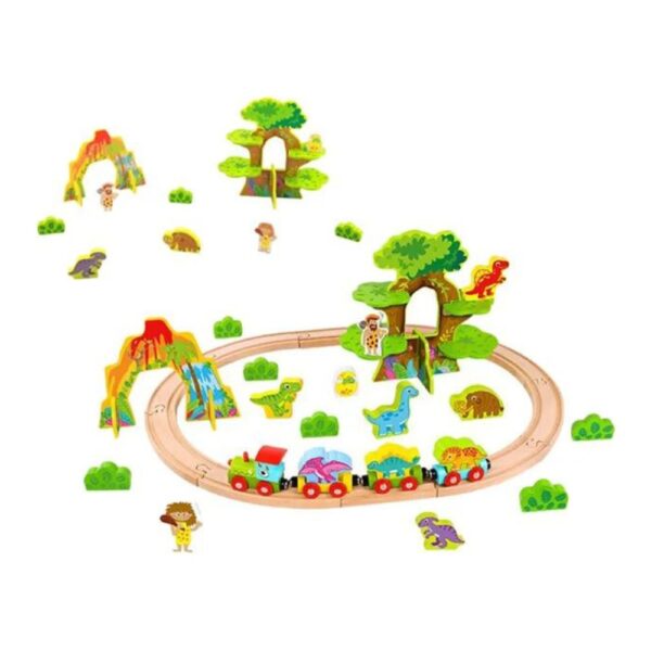Dinosaur Train Set Medium – Wooden Railway with Dinosaurs & Accessories - Image 3