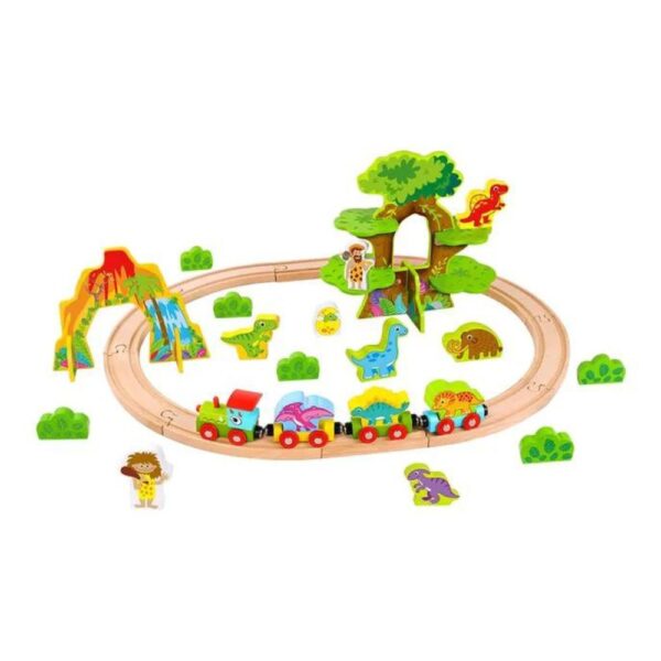 Dinosaur Train Set Medium – Wooden Railway with Dinosaurs & Accessories - Image 2