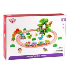 Dinosaur Train Set Medium – Wooden Railway with Dinosaurs & Accessories