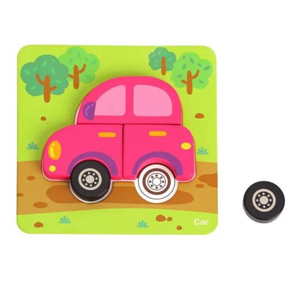 6 In 1 Mini Transportation Puzzle – Chunky Vehicle Jigsaws in Carry Case - Image 3