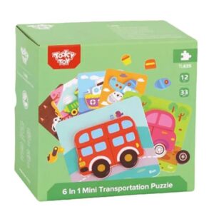 6 In 1 Mini Transportation Puzzle – Chunky Vehicle Jigsaws in Carry Case