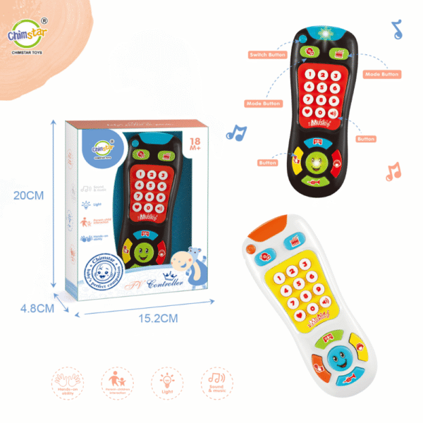 TV Remote Controller with Light & Music, Educational Sensory Toy for Toddlers - Image 4