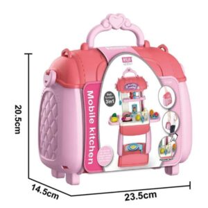 3‑in‑1 Pretend Pink Mobile Kitchen Playset – Creative Educational Toy for Little Chefs - Pink