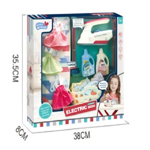 Flat Iron Set with Ironing Board Mini Sprayer & Hangers Creative Pretend Play Toy for Kids