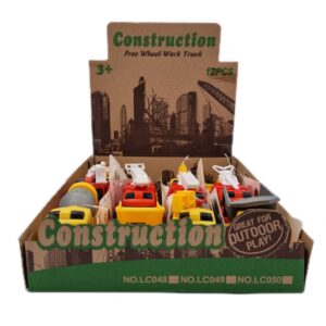 ASST CONSTRUCTION TRUCKS 12‑PC Playset, Educational STEM Toy for Kids