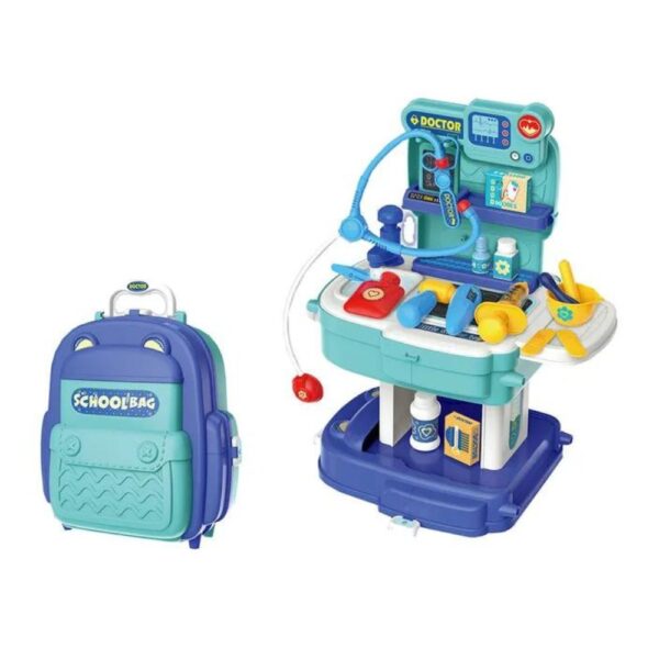 2in1 Kids Portable Kitchen Play Set School Bag | Creative Educational Toy Blue - Image 2
