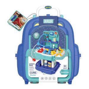 2in1 Kids Portable Kitchen Play Set School Bag | Creative Educational Toy Blue
