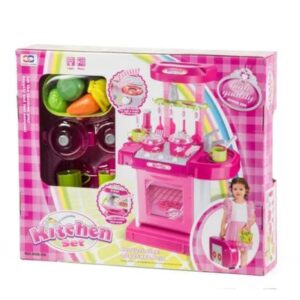 Take Along Kitchen Super Set With Carry Handle – Creative Pretend Play for Kids (Pink)